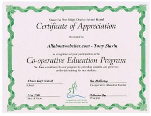 Certificate of Appreciation - All About Web Services